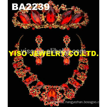 red rhinestone jewelry set